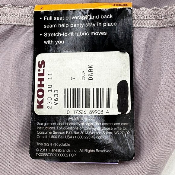 Bali Women's Size 7 Large Panty Brief Skimp Skamp Lavender New With Tags - Picture 6 of 9